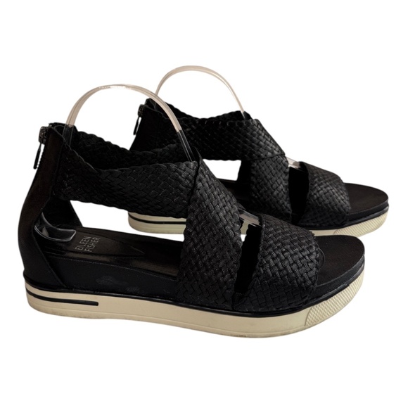 Eileen Fisher Shoes - Eileen Fisher Sport Woven Leather Platform Sandal Sneakers Black Size 8